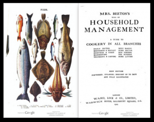 截图显示两页的传播。左页包括各种鱼的插图。右页包括扉页。